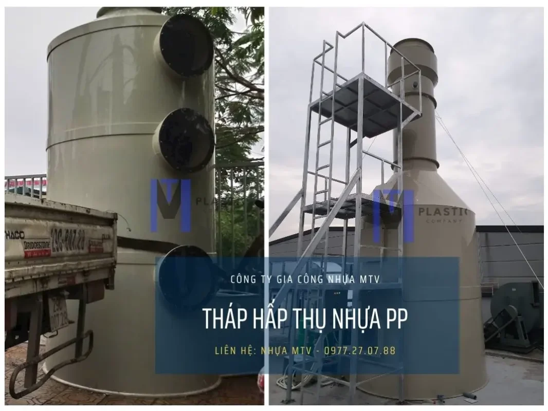Tháp hấp thụ nhựa PP sử dụng trong hệ thống xử lý khí thải của MTV