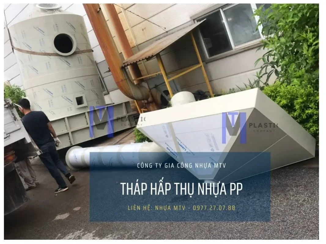 Tháp hấp thụ nhựa PP sử dụng trong hệ thống xử lý khí thải của MTV