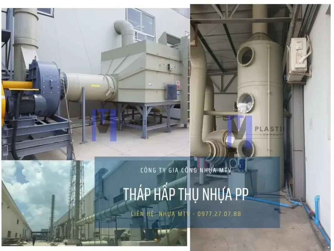 Tháp hấp thụ nhựa PP được chế tạo từ tấm nhựa PP chất lượng cao của MTV